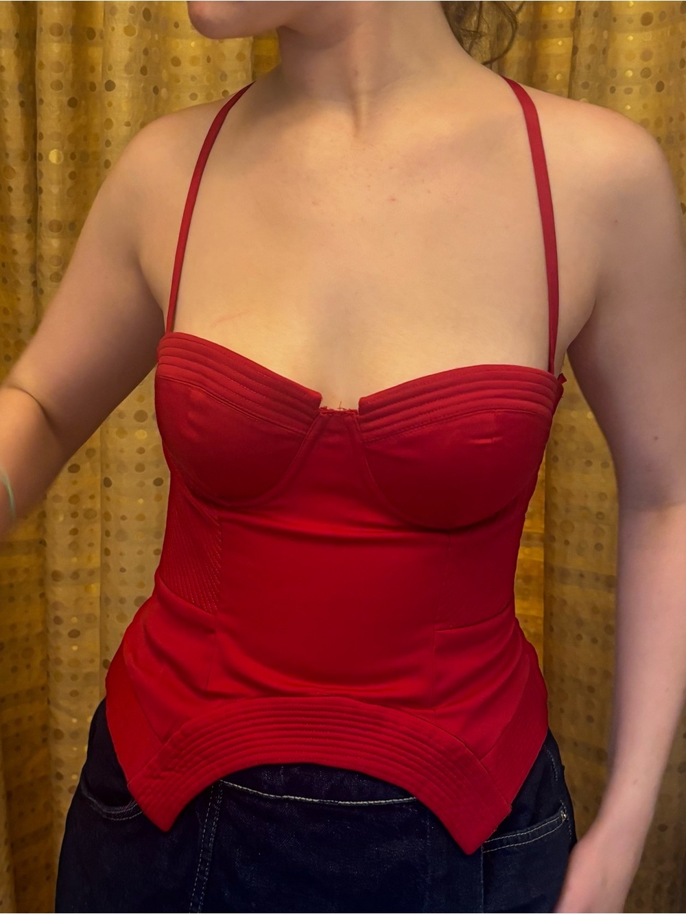 Nasty Gal Red Bustier Camisole with Spaghetti Straps